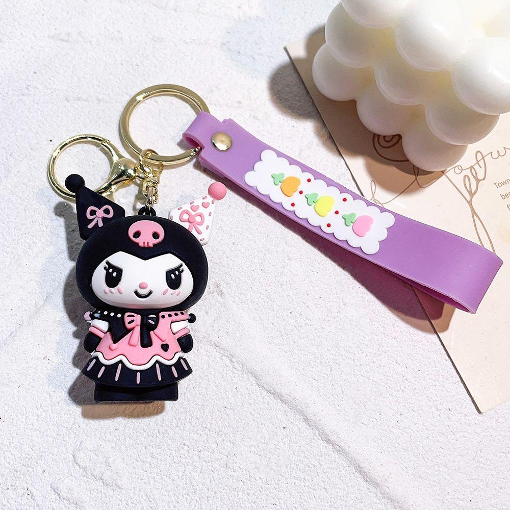 Sanrio Anime Keychain Kawaii Black Beauty My Melody Keychain Kuromi Cute Cross dressing Keychain Couple Small Gift