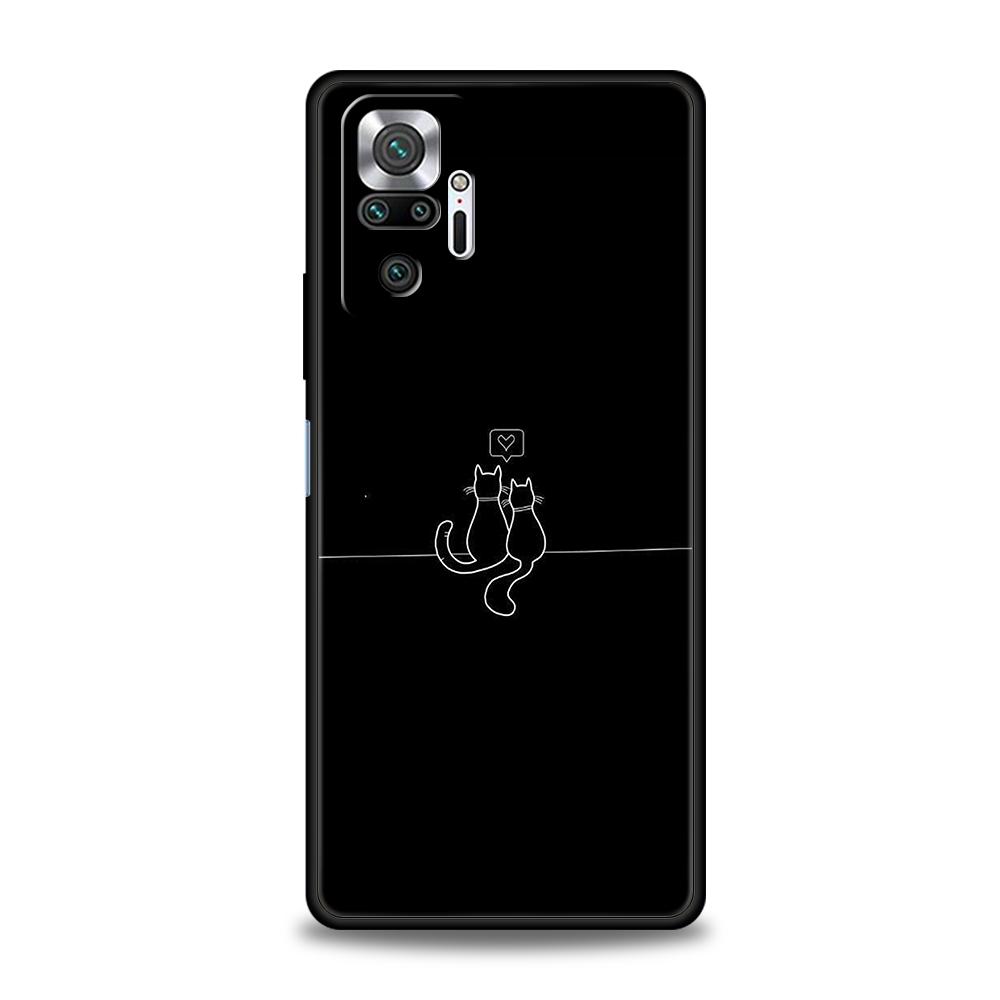 Чехол для телефона 'Кошачья линия' Черные кошки для Xiaomi Redmi Note 14 13 12 10 11 Pro Plus 14C 13C 12C 10C 9C 5G Мягкий ТПУ Чехол
