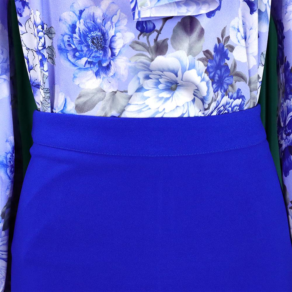 YYFS Женские модные повседневные костюмы с цветочным принтом и длинными рукавами на осень-зиму