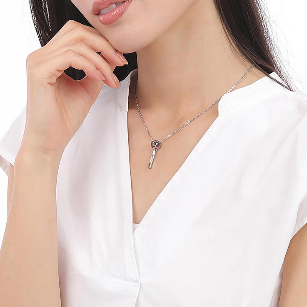 Пара ожерелий набор из 2 колец из хирургической нержавеющей стали с красной нитью, волнообразное скрученное кольцо, гипоаллергенное, 43 см [Белый клевер] 4SUP109SV&4SUP109SV