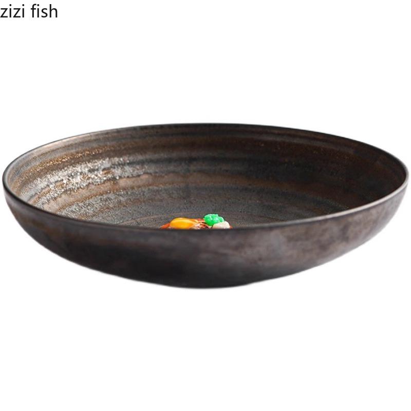 Vintage Frosted Ceramic Dining Plate Restaurant Dessert Plate Salad Plate Pasta Plates Soup Plates Molecular Cooking Tableware