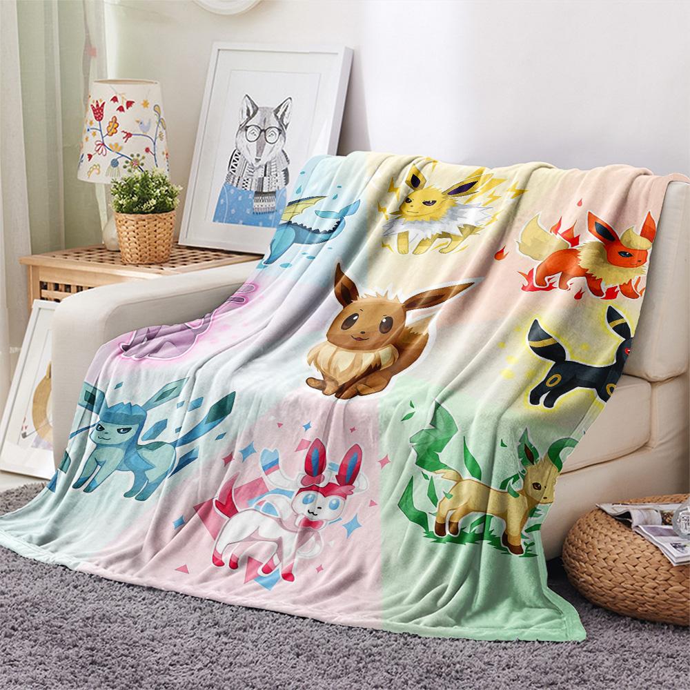Pokémon Combination Print Flannel Blanket, High quality Comfortable for All Seasons, Home Decor, Warmth and Comfort