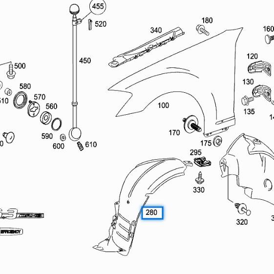 Передний подкрылок для Mercedes-Benz S-Class W221 (2216903330/2216903430)