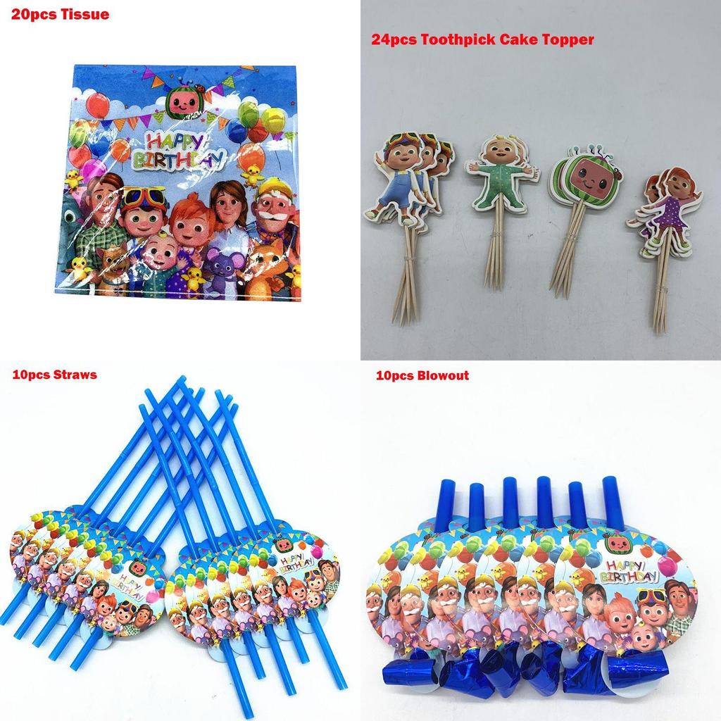 Красочные детские товары для дня рождения с радостными тарелками и счастливыми баннерами