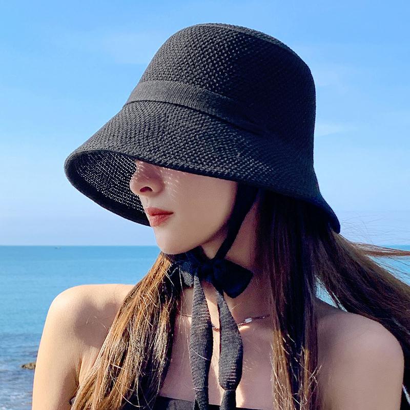Summer Bucket Hat for Women Wide Brim Bucket Hat Breathable Hollow Out Basin Hat UV Sun Protection Hats Summer Travel Vacation Panana Beach Cap