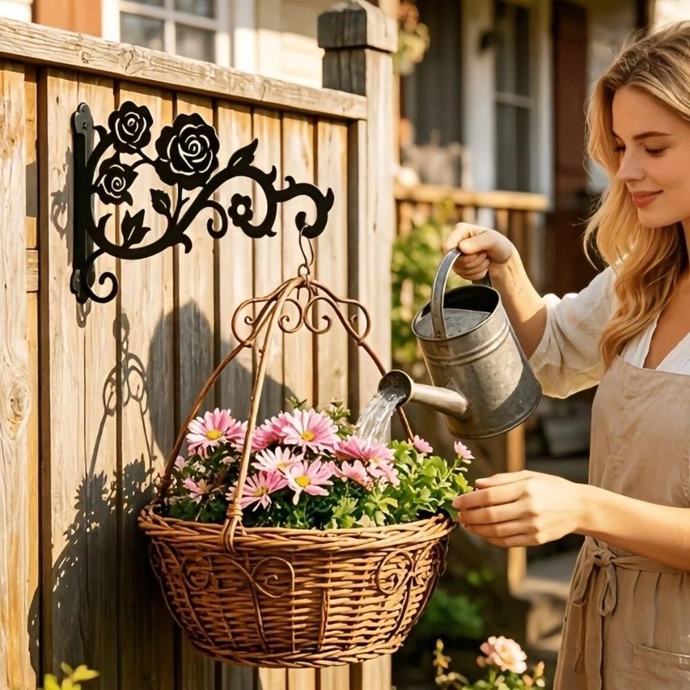 Rustproof Metal Plant Hook Hollow Flower Basket Hook Outdoor Hanging Hook Courtyard Decoration