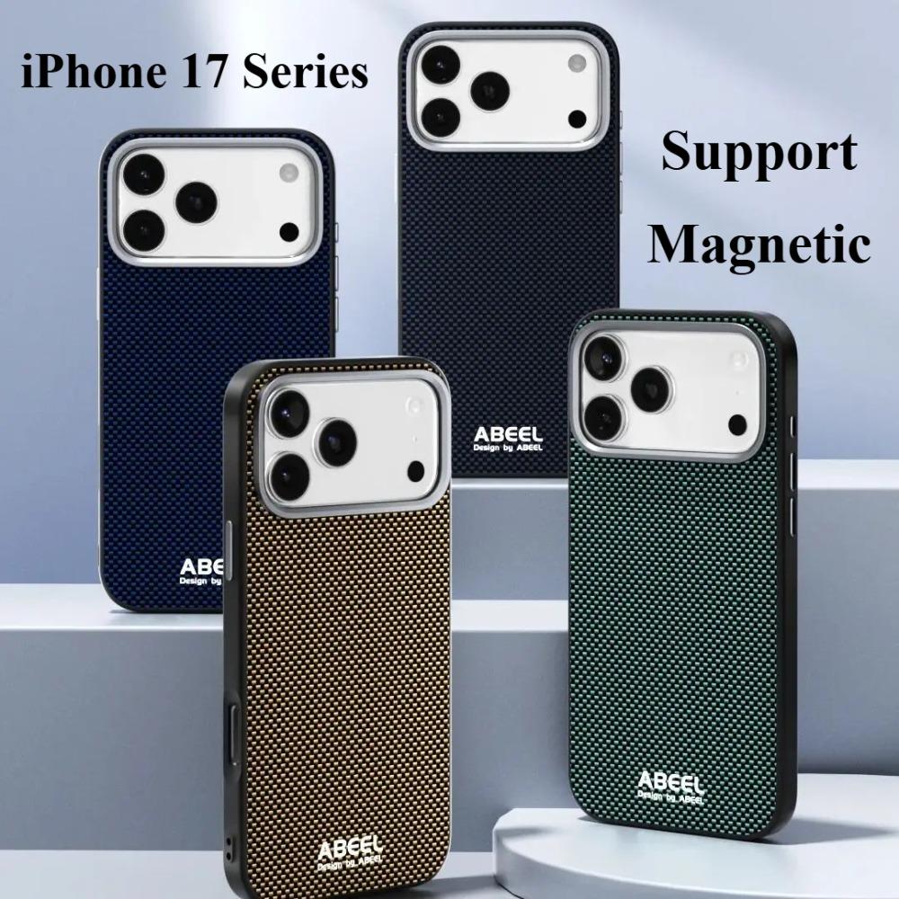 Деловой Текстурный Тонкий Чехол из Келара и Углеродного Волокна Для IPhone 17 Pro Max Air 16 15 14 13 Plus Беспроводная Зарядка Ударопрочный Жесткий Чехол