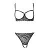Women's Lingerie Set Sexy Lace Mesh Hollow Out Push Up Open Bras Crotchless Panties Two-Piece Suit Underwear Set Babydolls