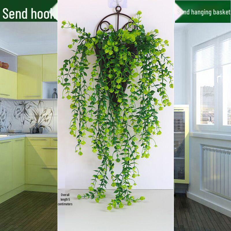 Artificial Rose Vine Wall Hanging Basket for Indoor Decoration