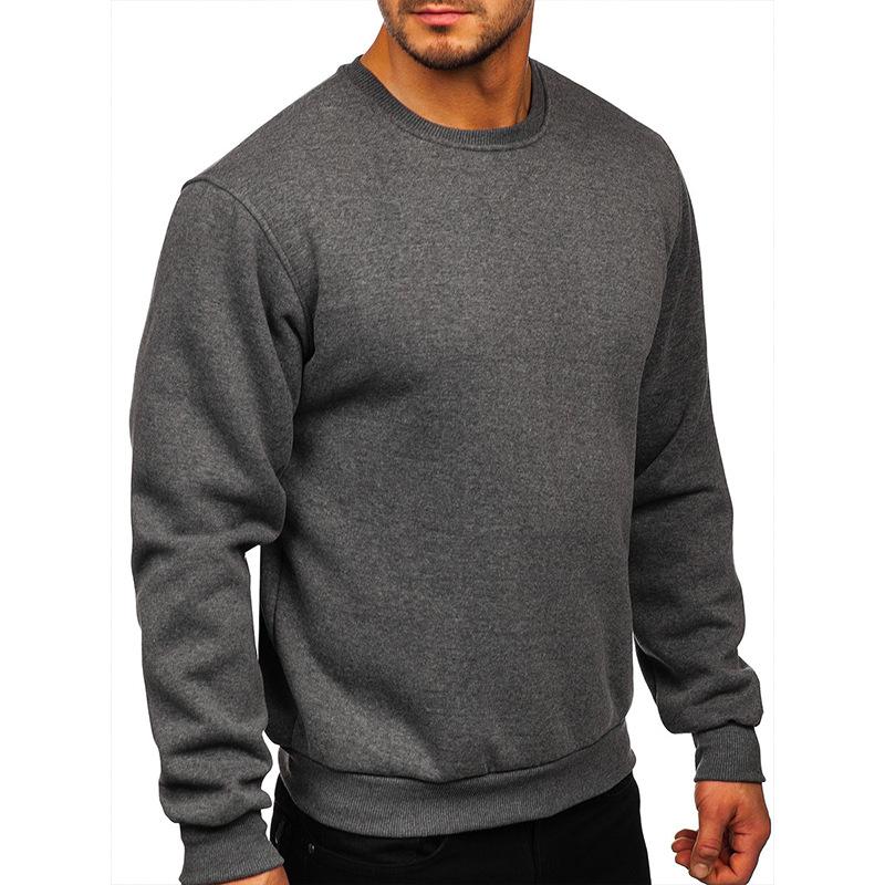 Autumn and Winter Plush Men's Sweater Men's Solid Color Round-neck Men's T-shirt