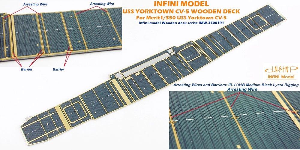 Infini Model 1/350 IMW Series US Navy Aircraft Carrier CV-5 Yorktown 1942 Wooden Deck, Deck Blue, for ME Plastic Model Kits, IMW3501