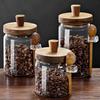 Kitchen Glass Jar Grains Coffee Beans Tealeaf Storage Containers with Wood Spoon Lid Clear Spice Jar Moisture-proof Storage Tank