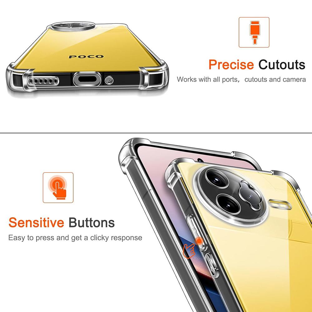 Ударопрочный Мягкий Силиконовый Чехол Для Xiaomi Poco F7 F6 F5 X7 X6 X5 F4 F3 X4 X3 Gt M7 M6 M5 M4 M3 Pro Ультратонкая Прозрачная Задняя Крышка