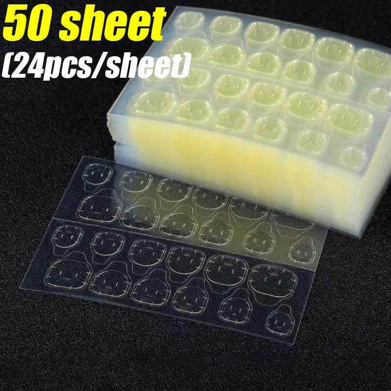 10/100sheet Nail Adhesive Tabs Transparent False Jelly Nail Tips Press On False Manicure Decal Nail Art Double Side Glue Sticker