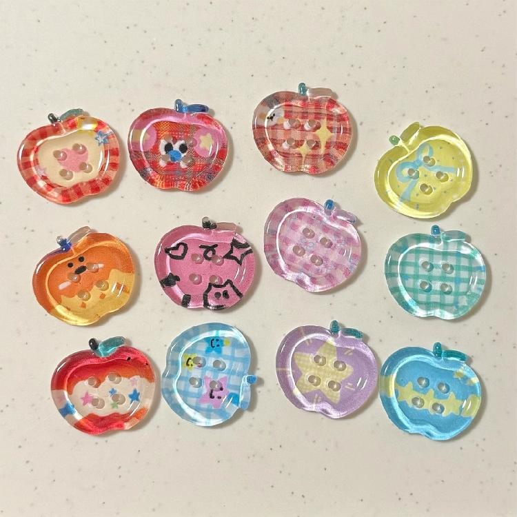10Pcs Fruit Shape Craft Button 20MM Acrylic Button 4 Hole Sewing Button for Clothes Sewing Craft Knitting Decoration