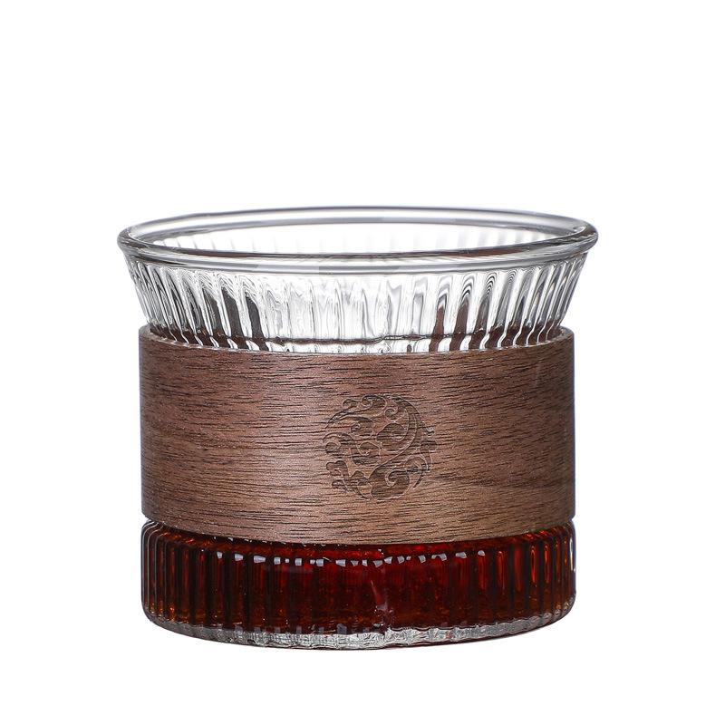 Japanese Style Glass Tea Cup Hammer Mug Gongdao Kung Fu Tea Set Heat-Resistant Serve Tea Bowl with Lid Arabica Coffee