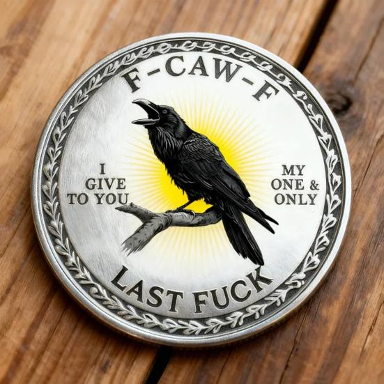 Yousheng F-CAW-F Памятная металлическая монета 2 дюйма Ворон Символ свободы и юмора Коллекционная монета для того, чтобы отпустить и двигаться дальше