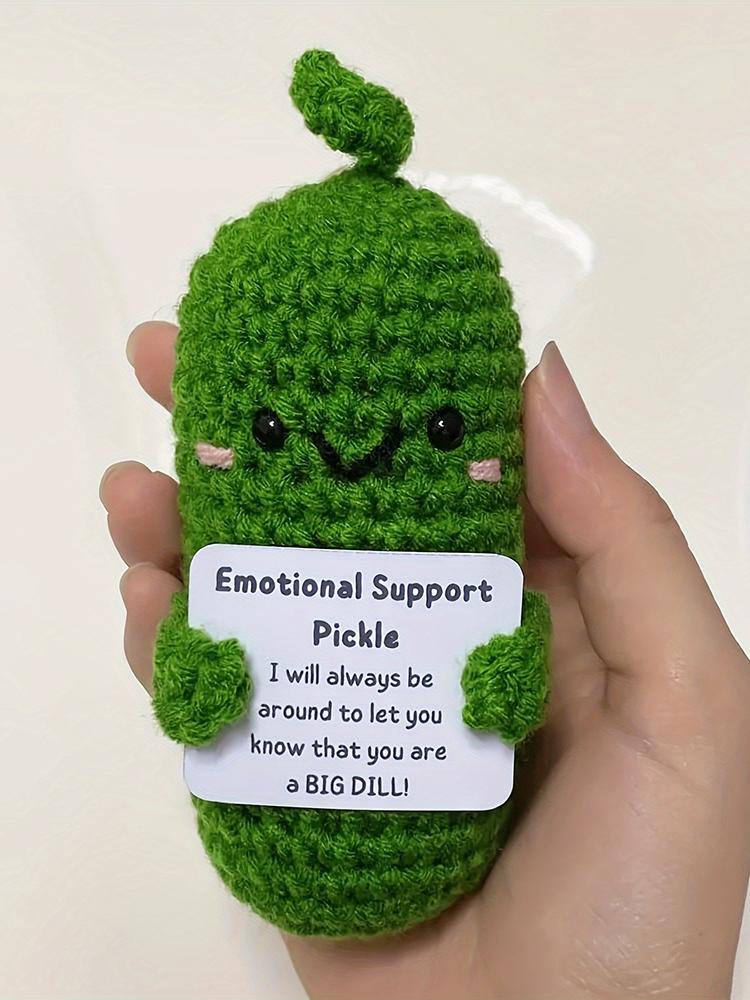 Cute Handmade Plush Doll Knitted Cucumber Décor with Positive Message Valentine's Day New  Birthday Gift for Kid and Couples