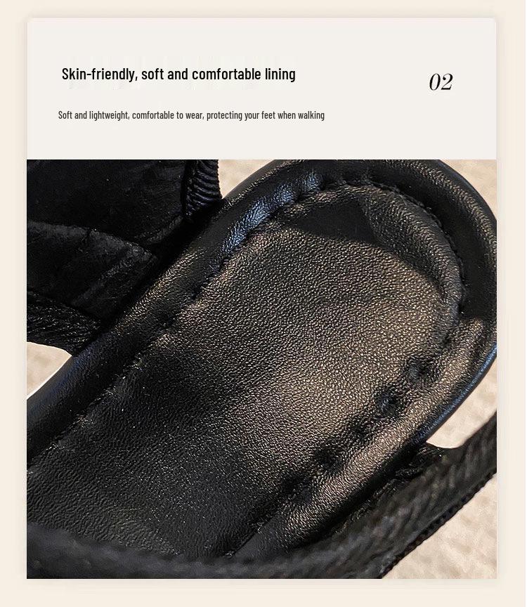 Летние женские легкие сандалии-клинья на липучке 2025 – Удобная толстая подошва, плоская подошва, повседневная пляжная обувь для студентов