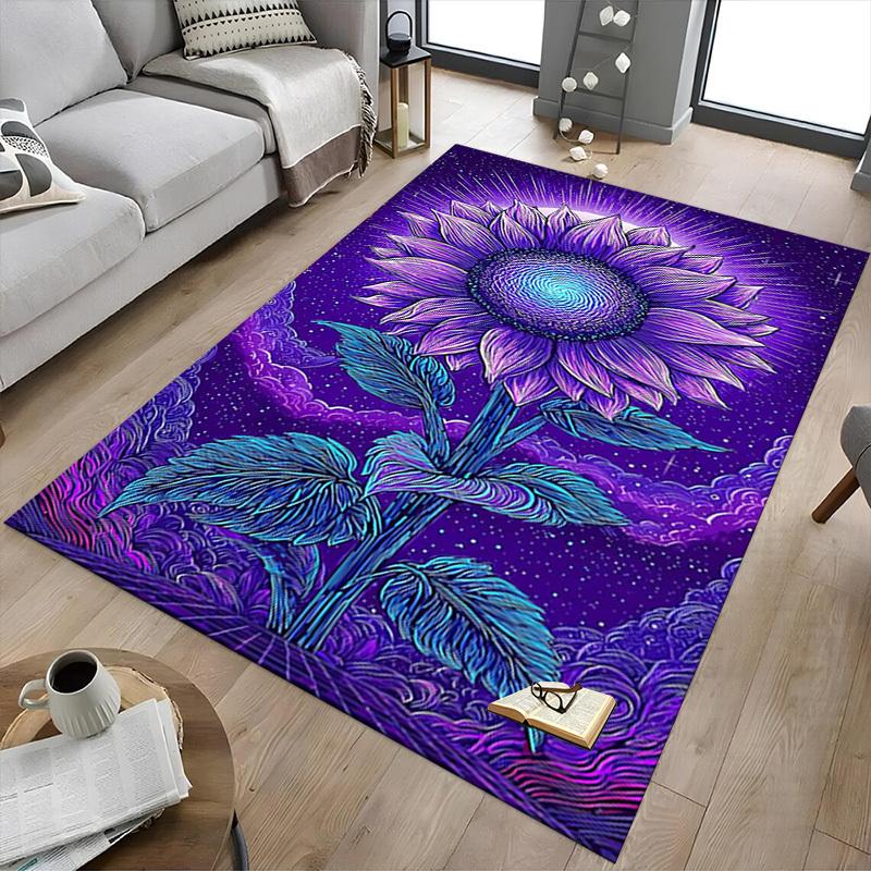 1PC Sunflower Night Extra Large Non Slip Floor carpet, Office, family, Studio Large Area Rug Indoor Rugs, Bold Statement Piece