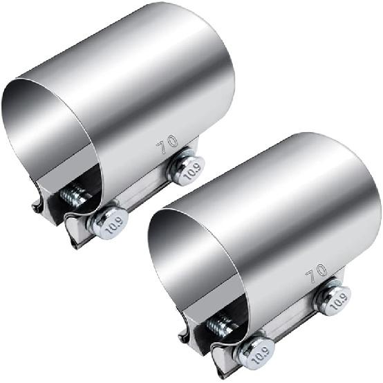 Dianrui 2PCS 2" Butt Joint Stainless Steel Clamp Band,2" Universal Widening Clamp Fit for Exhaust System