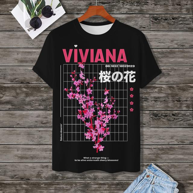 Men's T-Shirt Japanese T-Shirt Tops Fashion Short Sleeved Tees 3d Cherry Blossom Pattern New Summer Plus Size Clothing