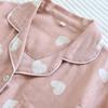 Women's Long Sleeve Cotton Pajamas - Heart Pattern, Double Layer Gauze, Sweet & Cozy Homewear Set for Spring/Autumn