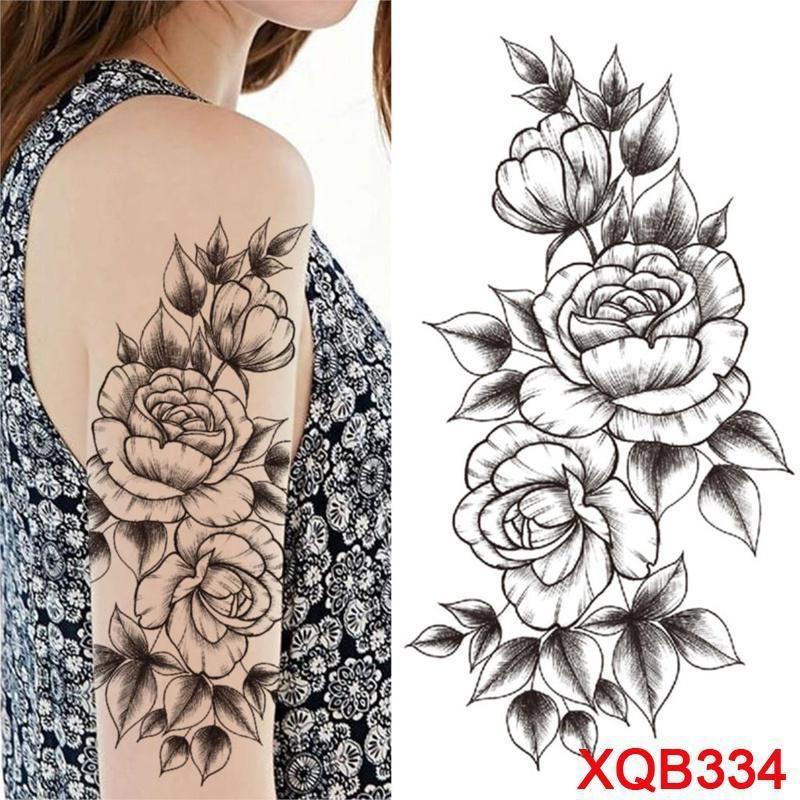 1 шт. татуировка наклейка водонепроницаемая временная татуировка дамы пион Дейзи олень луна цветок татуировка черный череп татуировка боди-арт нога татуировка всего тела наклейка