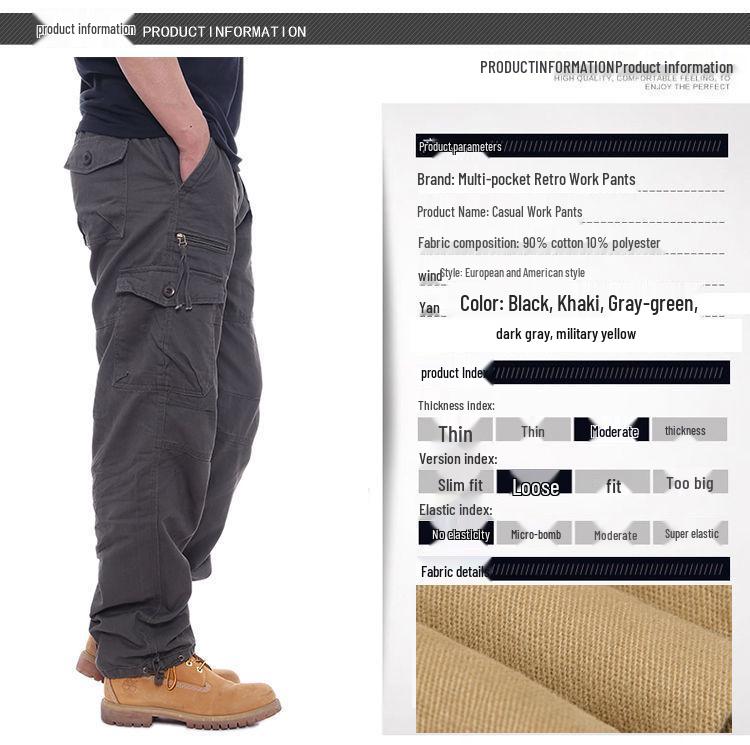 Мужские износостойкие рабочие брюки с несколькими карманами | Комбинезон для защиты труда свободного кроя