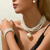 Fashion Multi-layer Pearl Necklace Bracelet Design Collarbone Chain Elegant Temperament New Item Decoration Set Wholesale