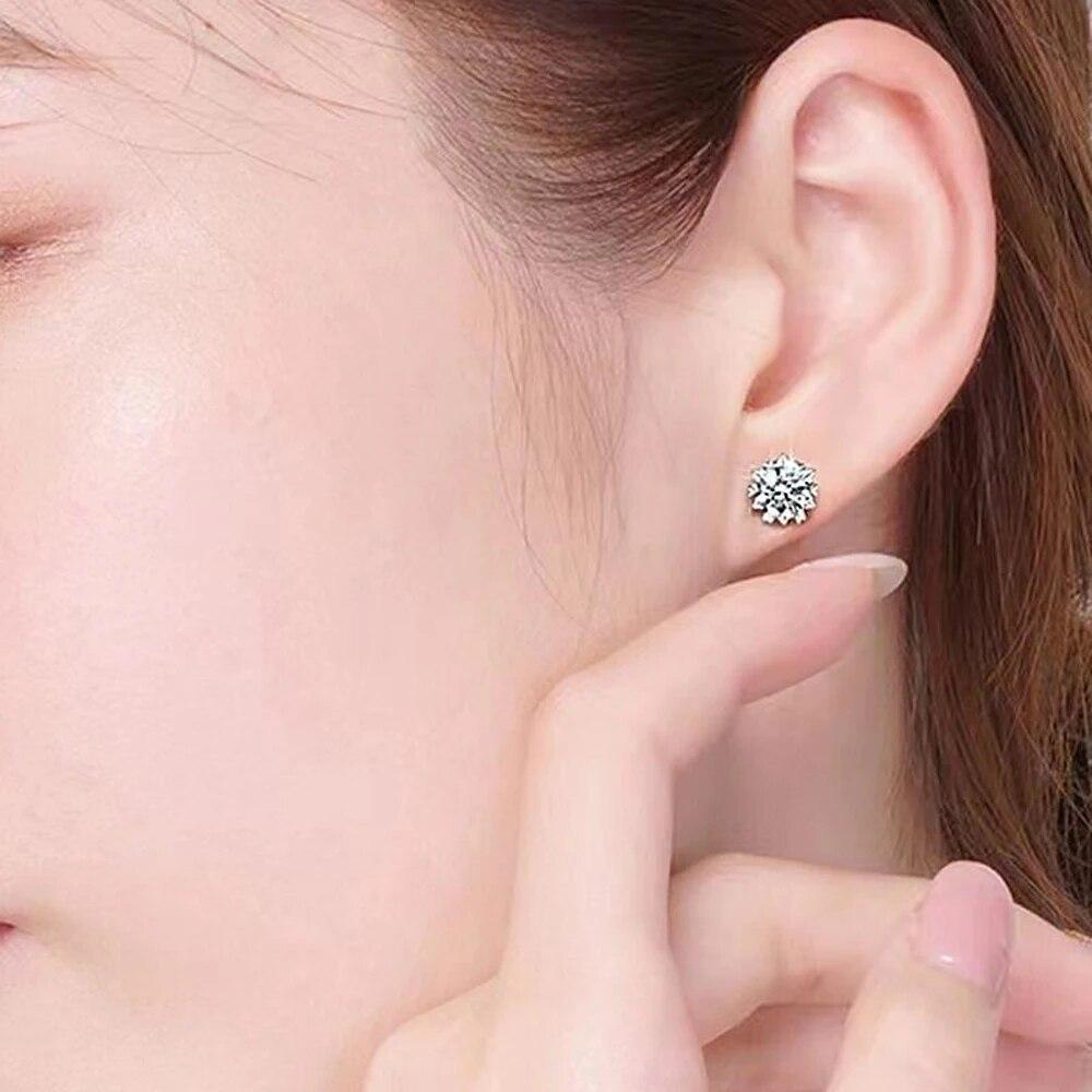 D цвет 0,5/1 карат 6,5 мм VVS1 серьги-гвоздики с муассанитом для женщин стерлингового серебра 925 пробы с GRA свадебные ювелирные украшения