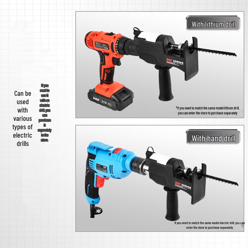 Electric Drill Chainsaw & Jigsaw Conversion Head: Handheld Reciprocating Saber Saw for Woodworking