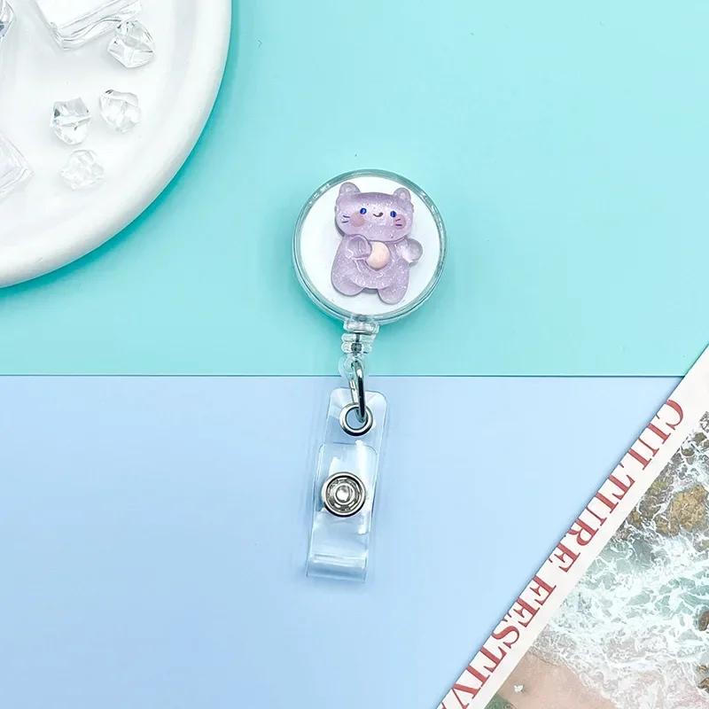 1 шт., сладкая мультяшная желейная карточка работника, выдвижная катушка с зажимами для бейджа, симпатичная 3D стереолента для удостоверения личности, именная бирка, канцелярские принадлежности