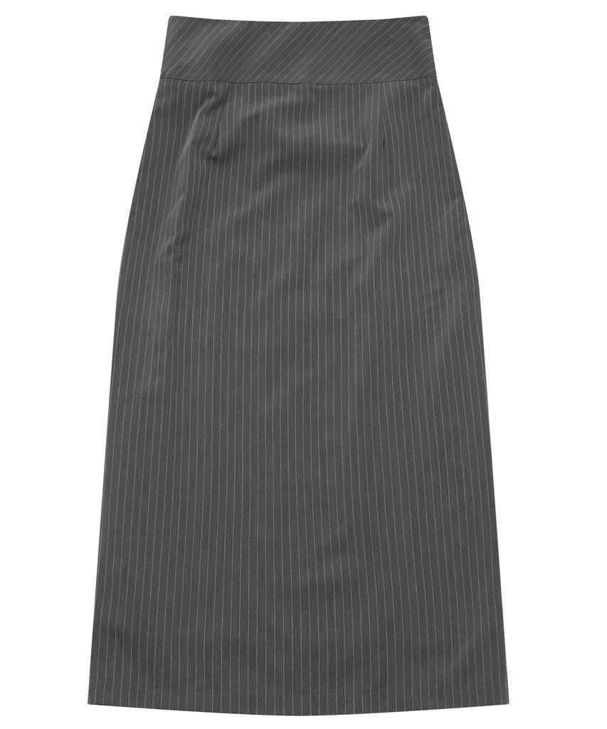 Mucent Tilt Stripe Button Point Long Skirt