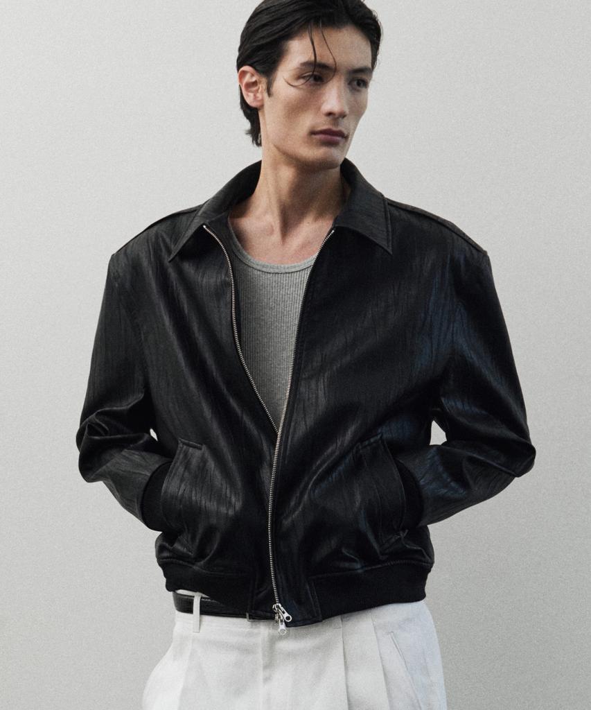 Blayer Align Crack Leather Crop Jacket [Black]