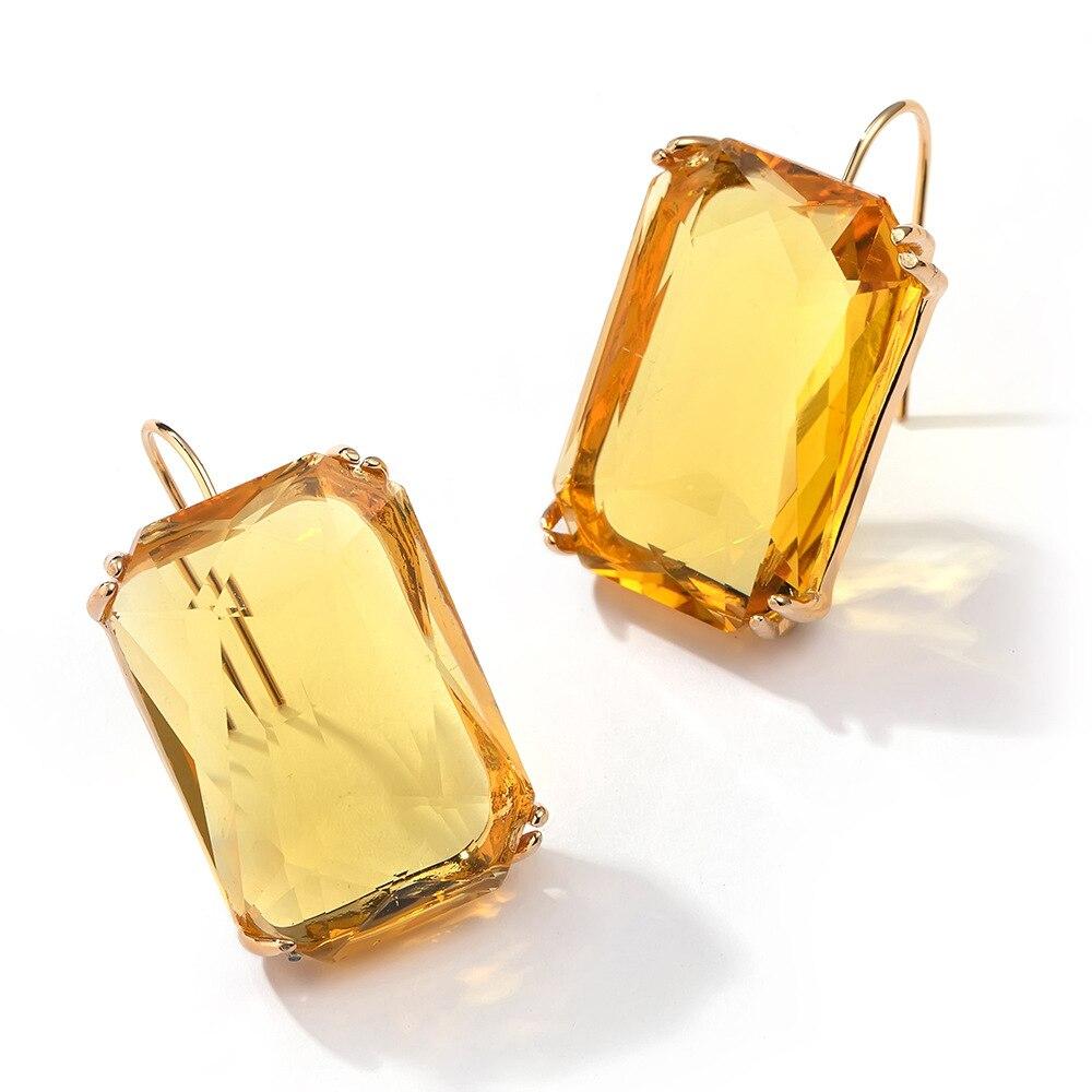 Pinkdudu Fashion Color Rhinestone Stud Earrings Simple Alloy Square Glass Earrings for Women Jewelry Gifts PD685