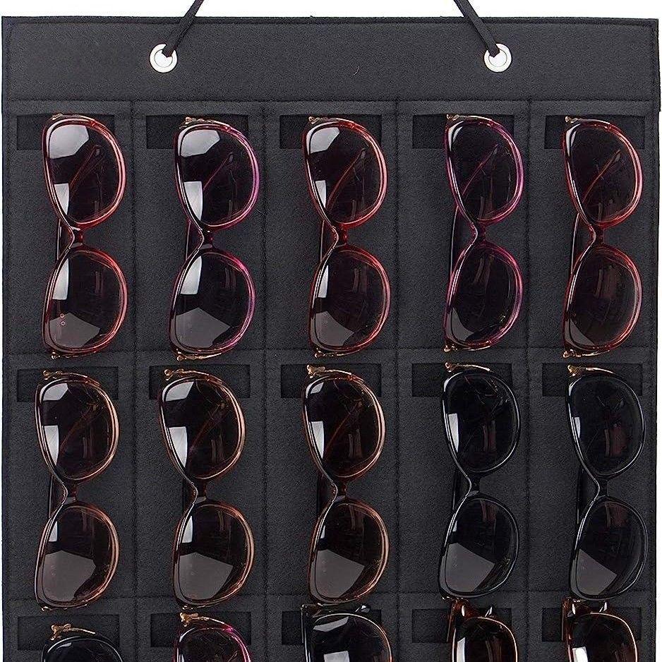 Wall-Mounted Multi-Compartment Sunglasses Storage Bag