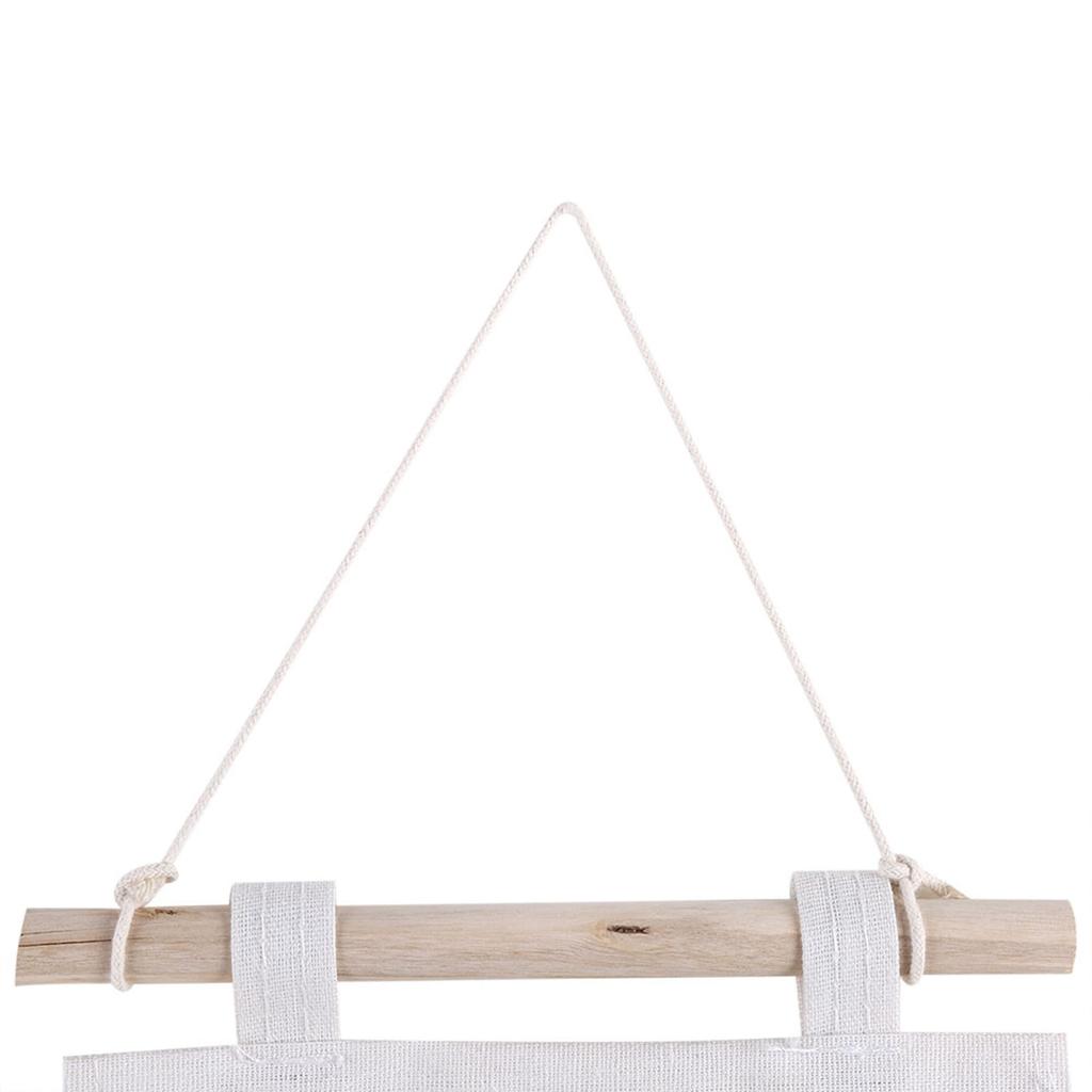 3 Pockets Cotton Linen Wall Hanging Storage Bag Door Pouch Bedroom Home Office Organizer Gray