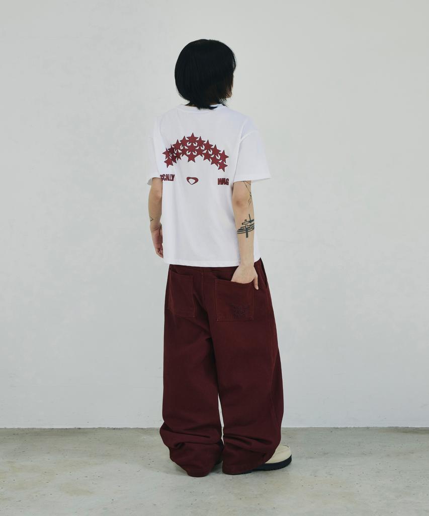 SCALLYWAG [Ryu Jung-Ran × Skelly Wung] Pull Up Straight Cotton Pants [Wine]