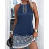 Women's Halter Neck Floral Print Mini Dress Sleeveless Slim Fit Dress
