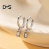 1 Pair Drop Earrings Geometric Cubic Zirconia Polished Metal Lightweight Huggie Earrings Smooth Surface Earrings for Daily Wear Party Dating