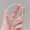 S999 Full Silver Lotus Bamboo Bracelet New Chinese Safety Hanging Tag Youth Section High Rise Pure Silver Bracelet Opening