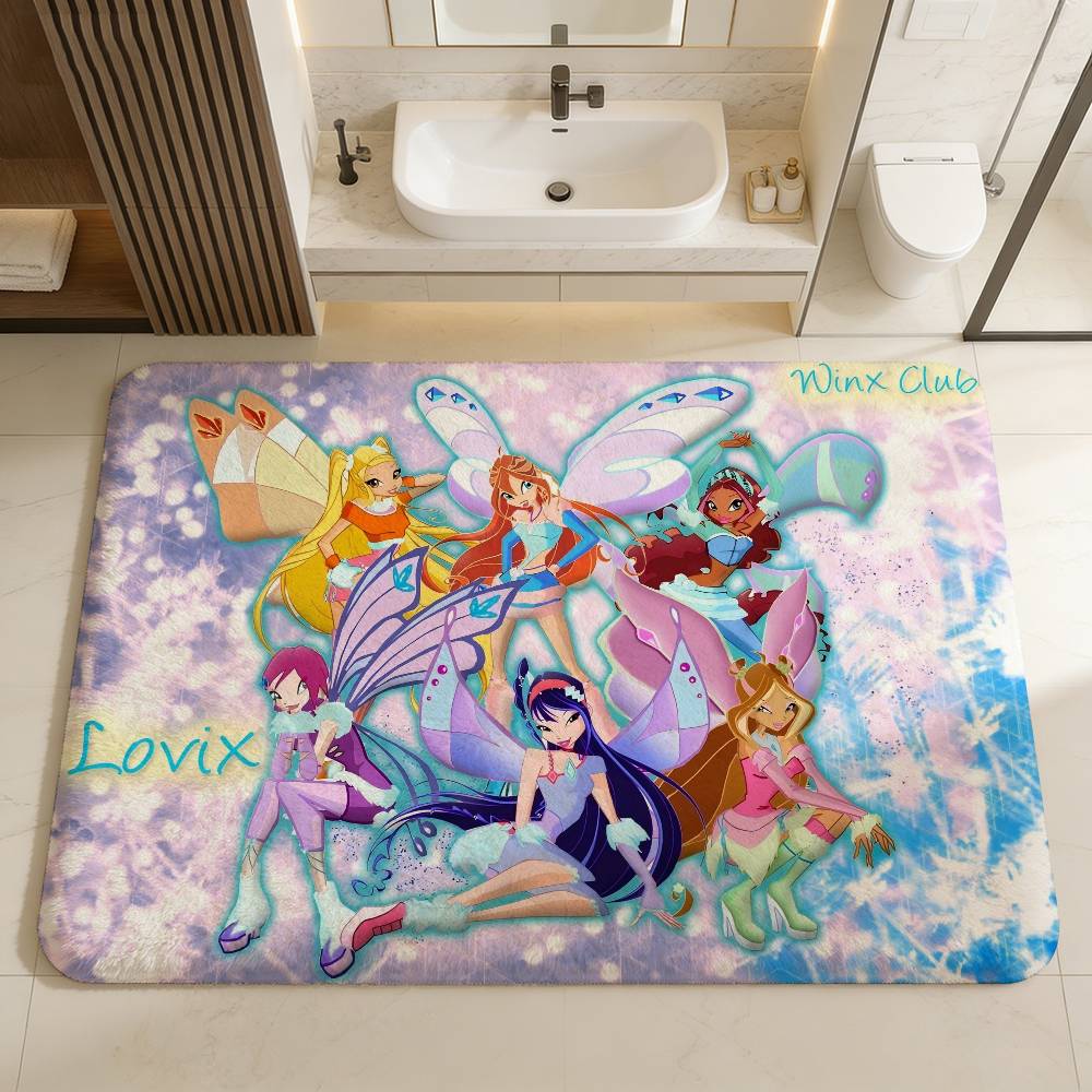 Девочка-W-Winx Мультяшные клубы Напольный коврик Ретро Множественный выбор Гостиная Кухня Ковер Нескользящий Современный домашний декор