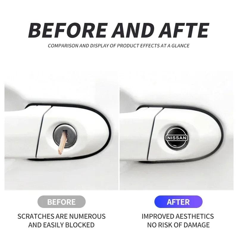 2025 For Nissan 2/5/10Pcs Car Door Keyhole Sticker Auto Lock Decoration Protection Decal For Nissan Nismo Micra Qashqai Altima M