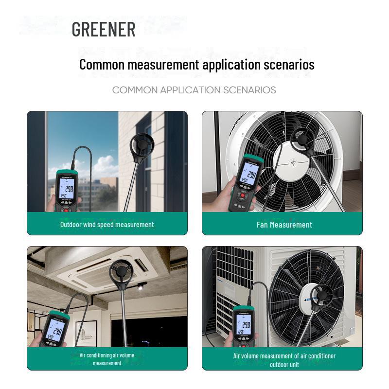 Ручной анемометр Green Forest: Высокоточный тестер скорости ветра, температуры и объема воздуха.