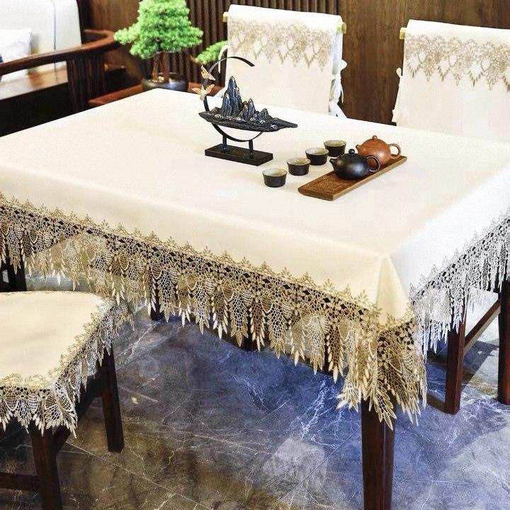 Кружевная скатерть из искусственной кожи, водонепроницаемая скатерть для прямоугольного обеденного стола, кухни, дня рождения, дорожка для стола, квадратная, устойчивая к пятнам