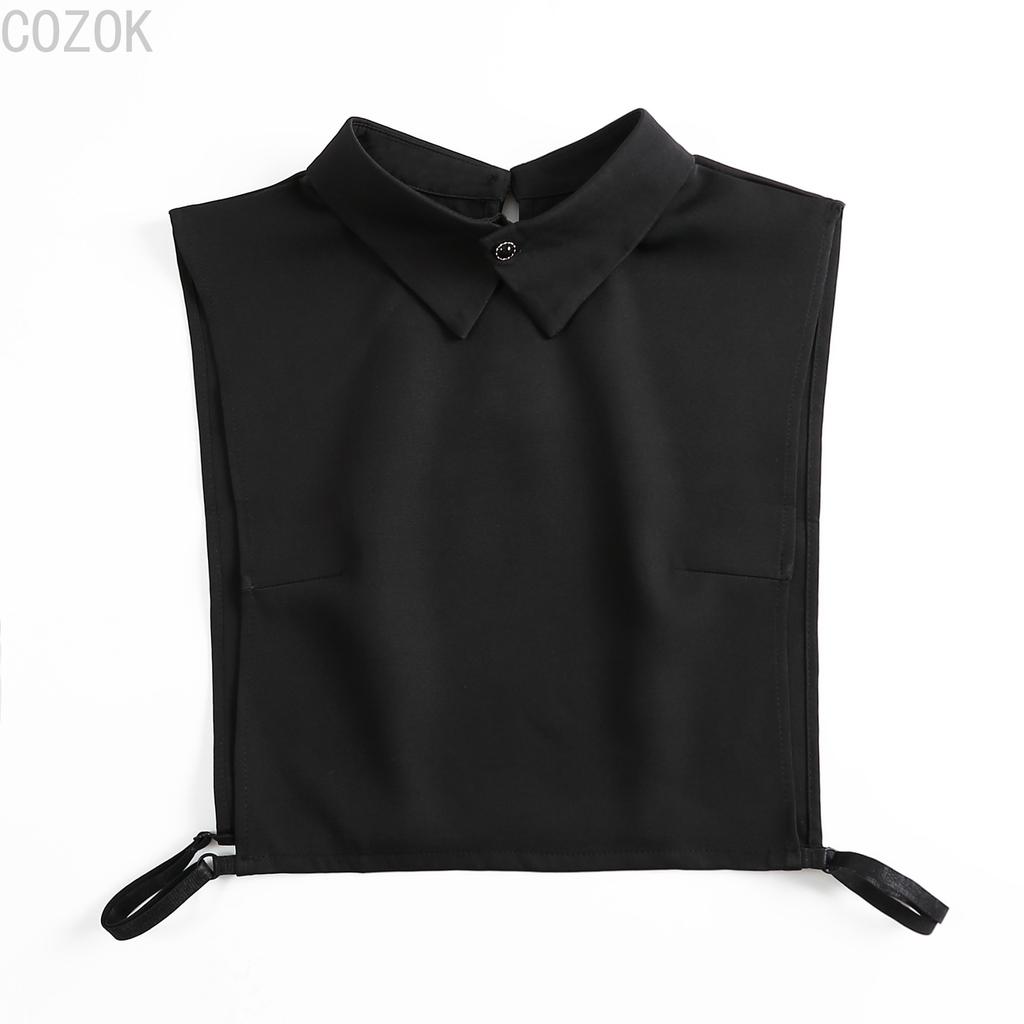 Women's Solid Colour Black White Vertical Small Flip Collar Versatile Shirt Jumper Jumper Fashion Lace False Collar Four Seasons
