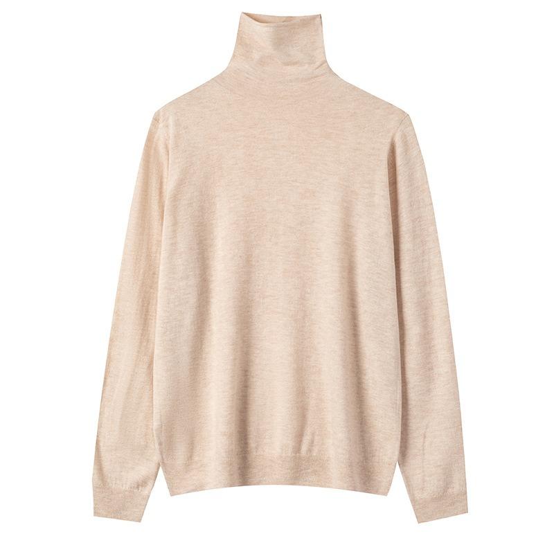 Worsted Fine Branch 0 Pure Wool Pile Collar Rolled Edge Knitted Bottoming Shirt Women's Pullover Sweater Thin Inner Sweater