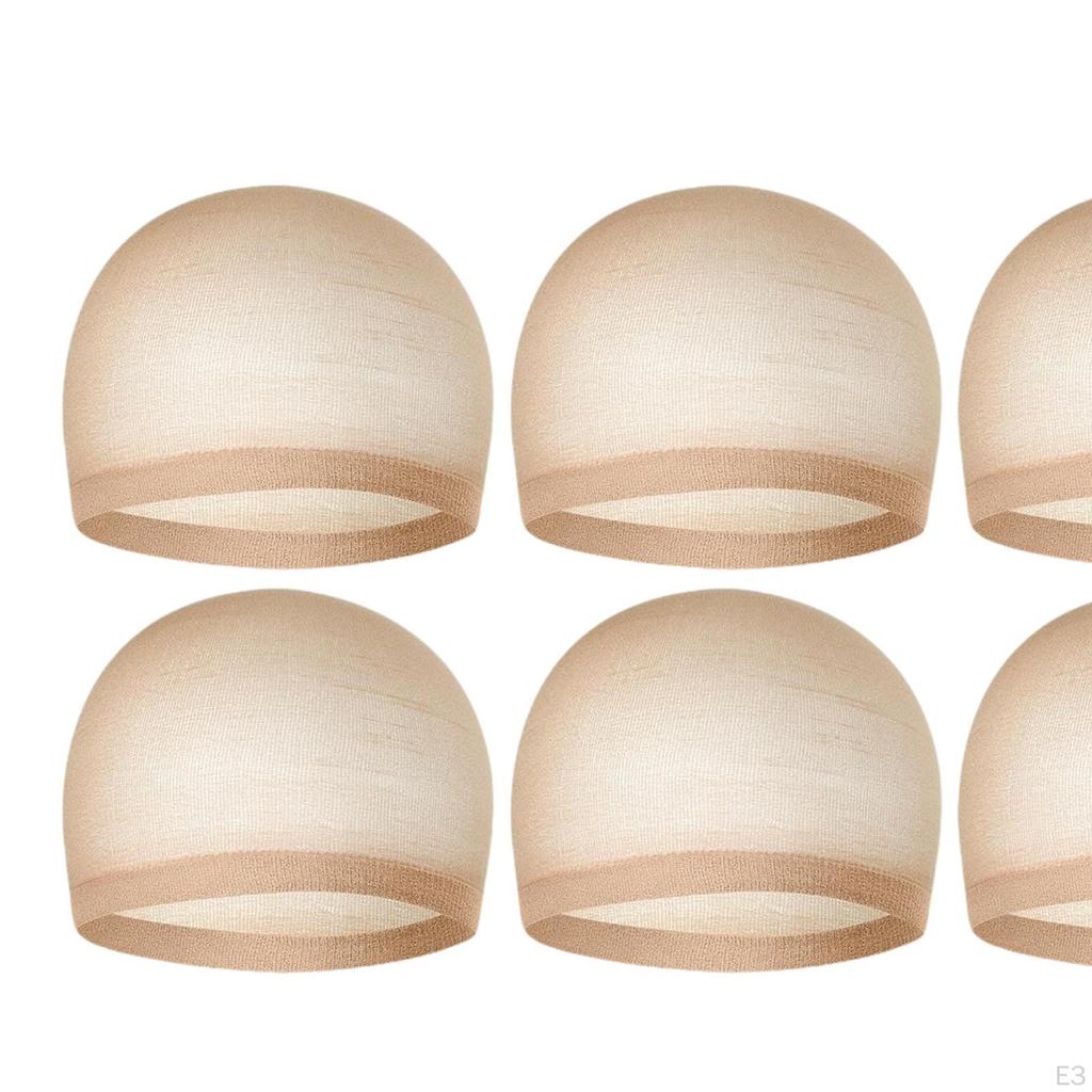 6 Pieces Wig Stocking Cap for Lace Front Wigs Elastic Breathable Headband Men & Women