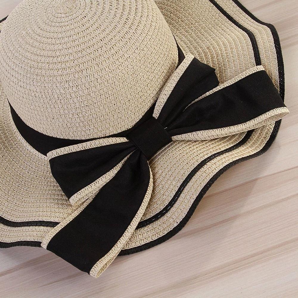 Large Sunscreen Bucket Hat Wide Brim Fisherman Hat Fashion Straw Weave Sun Hat Beach